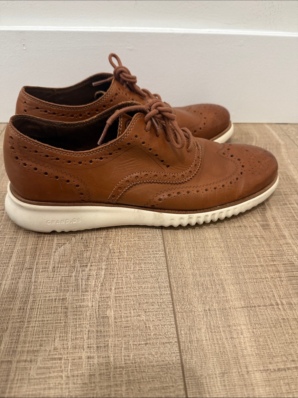 Cole Haan Brown Leather Wingtip Derby with White Sole